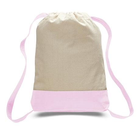 Large Cotton Canvas Sports Backpack (14'' W X 18'' H) 12 Oz-Backpack-Brand Your Tote-Natural-Light Pink-Brand Your Tote