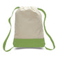 Large Cotton Canvas Sports Backpack (14'' W X 18'' H) 12 Oz-Backpack-Brand Your Tote-Natural-Lime Green-Brand Your Tote