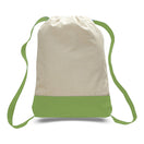 Large Cotton Canvas Sports Backpack (14'' W X 18'' H) 12 Oz-Backpack-Brand Your Tote-Natural-Lime Green-Brand Your Tote
