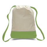 Large Cotton Canvas Sports Backpack (14'' W X 18'' H) 12 Oz-Backpack-Brand Your Tote-Natural-Lime Green-Brand Your Tote