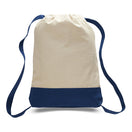Large Cotton Canvas Sports Backpack (14'' W X 18'' H) 12 Oz-Backpack-Brand Your Tote-Natural-Navy Blue-Brand Your Tote