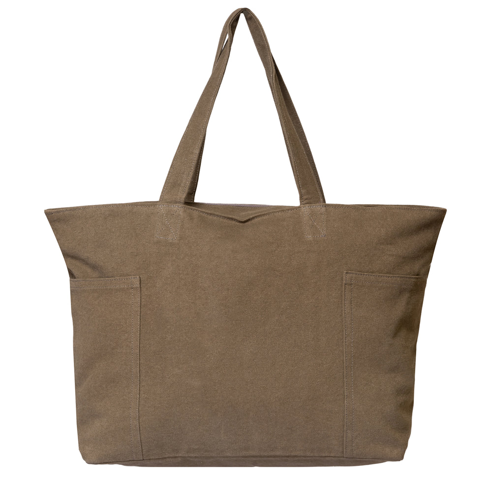 Large Cotton Canvas Stone Washed Tote Bag (21.6'' W X 13'' H) 14 Oz-Tote Bag-Brand Your Tote-Gunmetal-Brand Your Tote