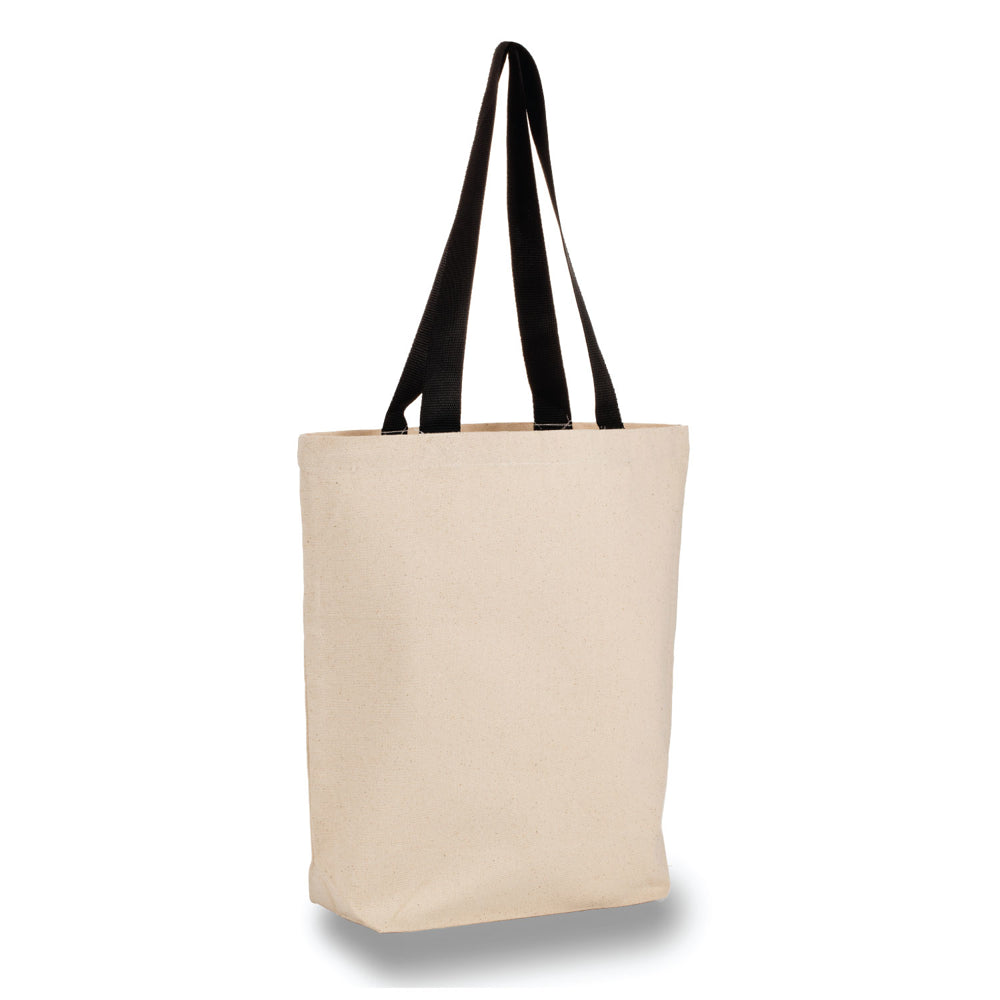 Large Cotton Canvas Tote Bag (15'' W X 16'' H) 12 Oz-Tote Bag-Brand Your Tote-Natural-Black-Brand Your Tote