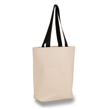 Large Cotton Canvas Tote Bag (15'' W X 16'' H) 12 Oz-Tote Bag-Brand Your Tote-Natural-Black-Brand Your Tote