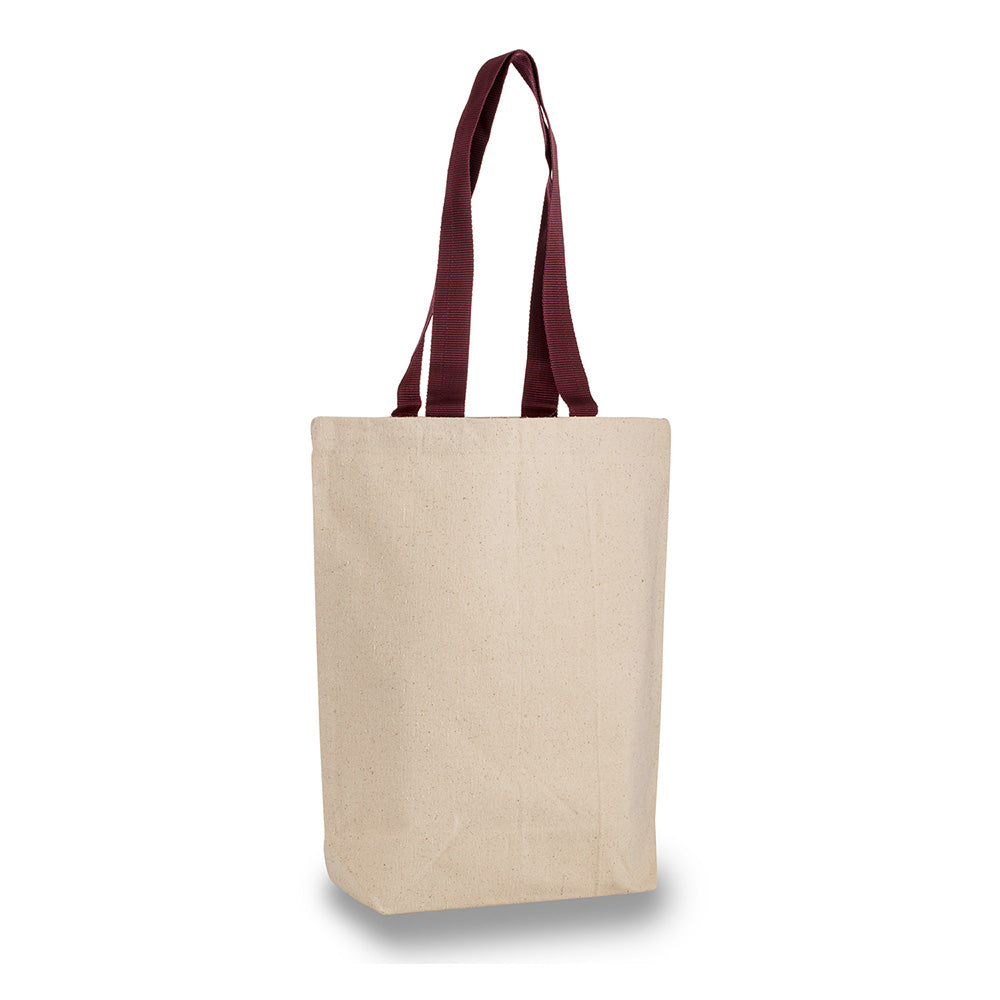 Large Cotton Canvas Tote Bag (15'' W X 16'' H) 12 Oz-Tote Bag-Brand Your Tote-Natural-Burgundy-Brand Your Tote