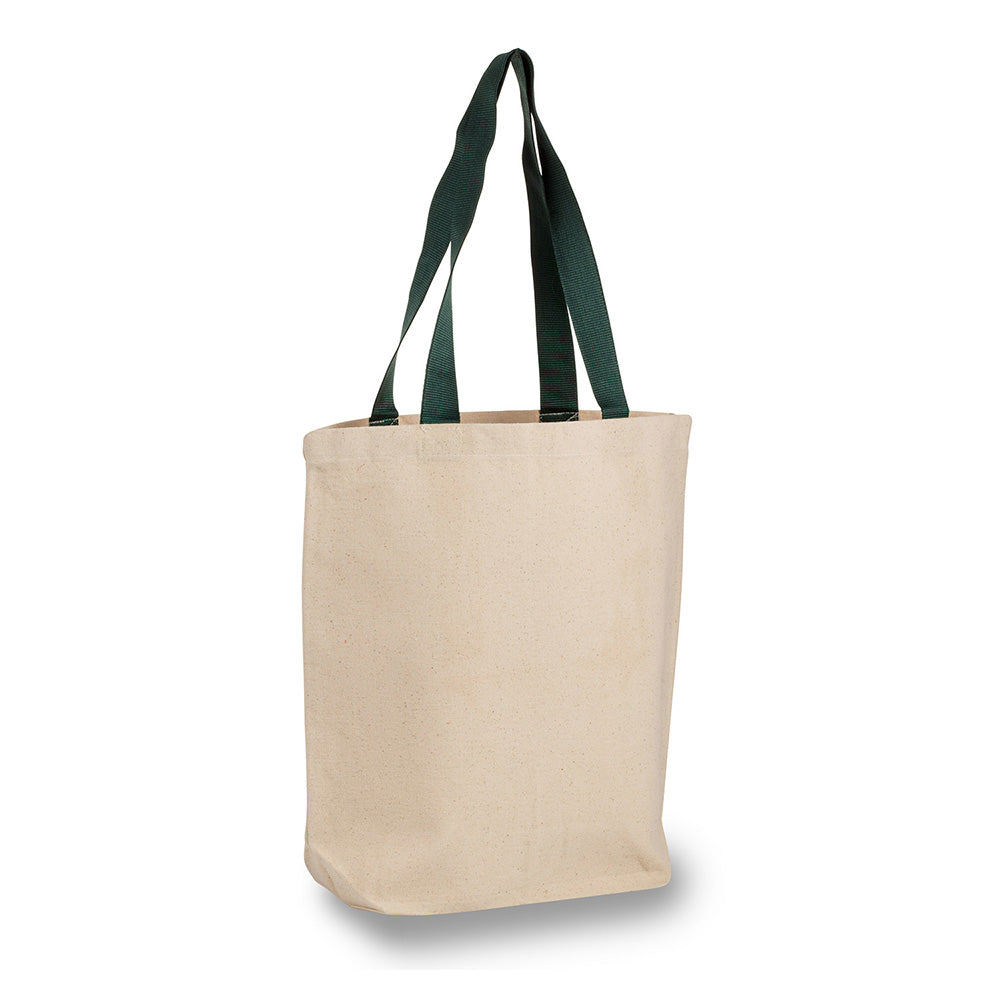 Large Cotton Canvas Tote Bag (15'' W X 16'' H) 12 Oz-Tote Bag-Brand Your Tote-Natural-Hunter Green-Brand Your Tote