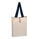 Large Cotton Canvas Tote Bag (15'' W X 16'' H) 12 Oz-Tote Bag-Brand Your Tote-Natural-Navy Blue-Brand Your Tote