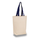 Large Cotton Canvas Tote Bag (15'' W X 16'' H) 12 Oz-Tote Bag-Brand Your Tote-Natural-Navy Blue-Brand Your Tote