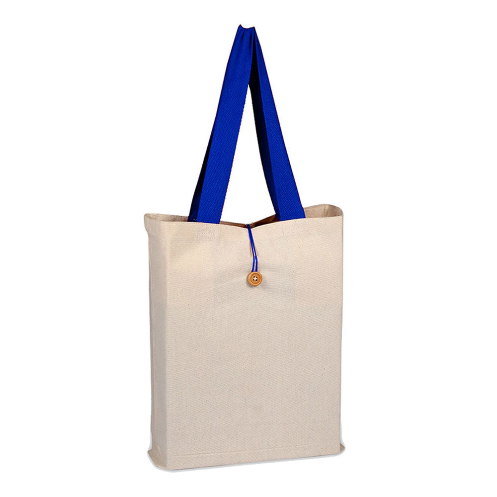 Large Cotton Canvas Tote Bag (15'' W X 16'' H) 12 Oz-Tote Bag-Brand Your Tote-Natural-Royal Blue-Brand Your Tote