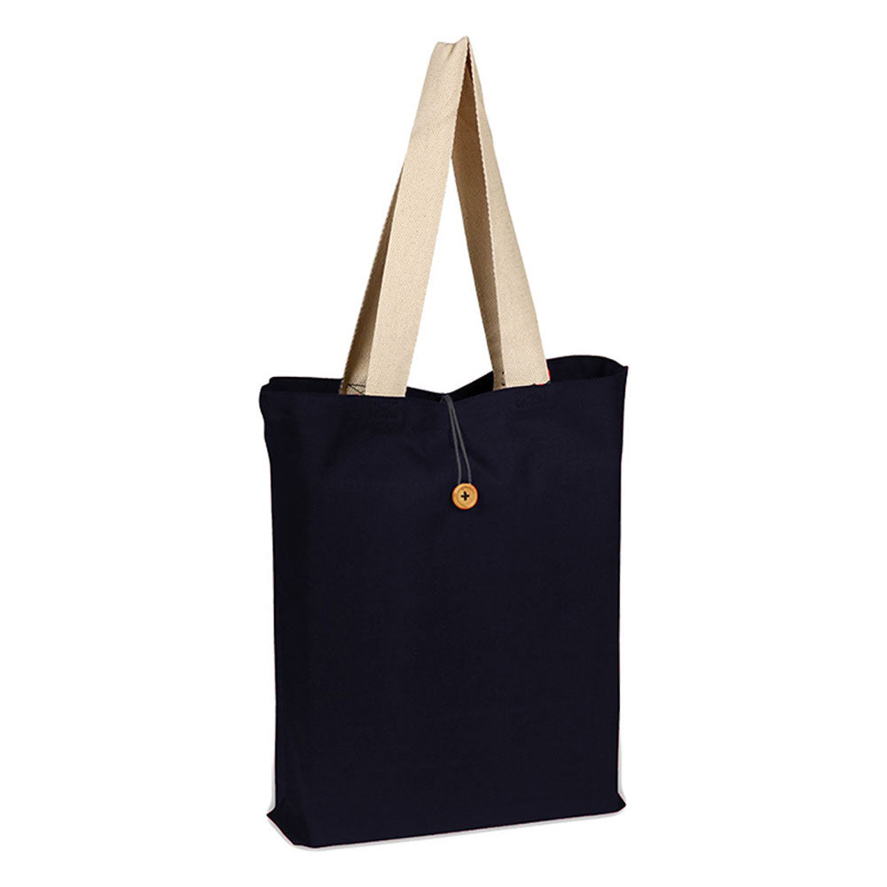 Large Cotton Canvas Tote Bag (15'' W X 16'' H) 12 Oz-Tote Bag-Brand Your Tote-Navy Blue-Natural-Brand Your Tote