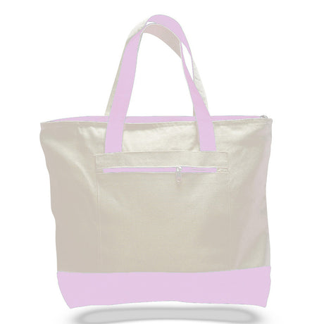 Large Cotton Canvas Tote Bag (18'' W X 14'' H) 12 Oz-Tote Bag-Brand Your Tote-Natural-Light Pink-Brand Your Tote