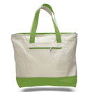 Large Cotton Canvas Tote Bag (18'' W X 14'' H) 12 Oz-Tote Bag-Brand Your Tote-Natural-Lime Green-Brand Your Tote