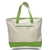 Large Cotton Canvas Tote Bag (18'' W X 14'' H) 12 Oz-Tote Bag-Brand Your Tote-Natural-Lime Green-Brand Your Tote