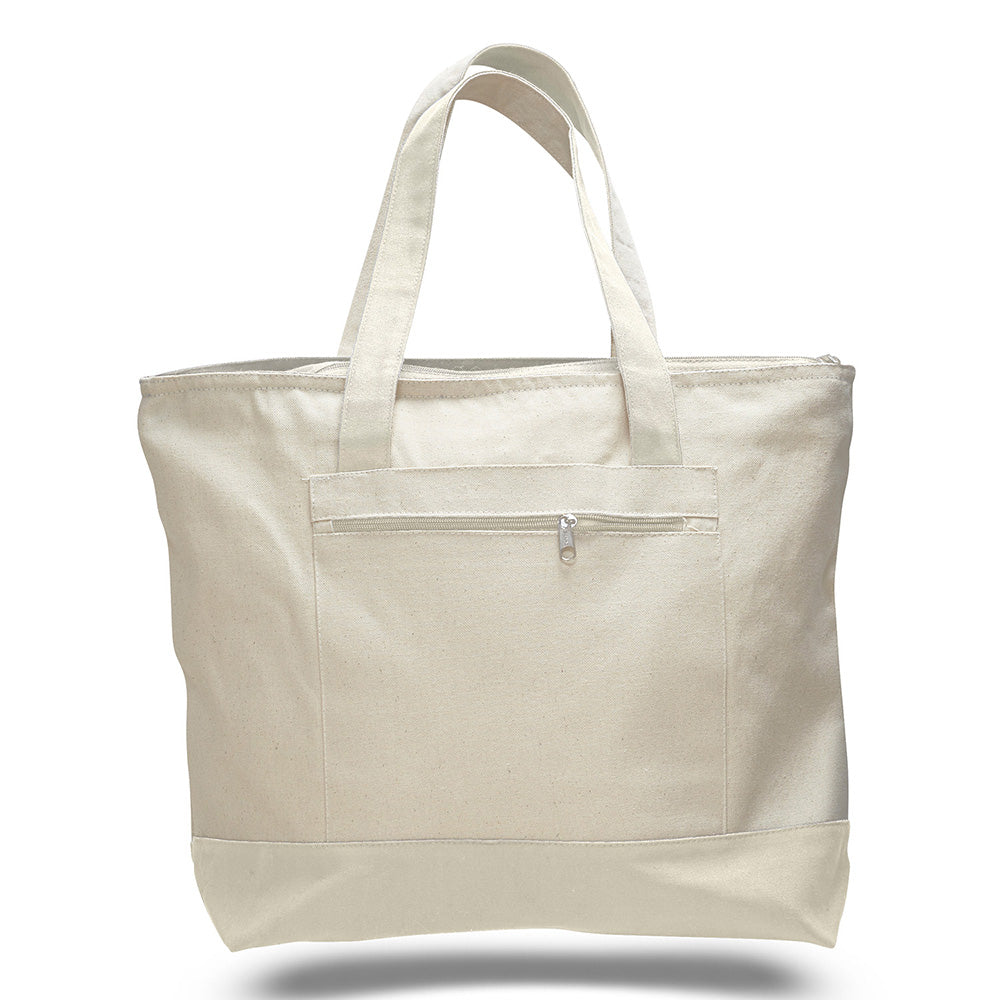 Large Cotton Canvas Tote Bag (18'' W X 14'' H) 12 Oz-Tote Bag-Brand Your Tote-Natural-Natural-Brand Your Tote