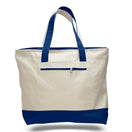 Large Cotton Canvas Tote Bag (18'' W X 14'' H) 12 Oz-Tote Bag-Brand Your Tote-Natural-Royal Blue-Brand Your Tote