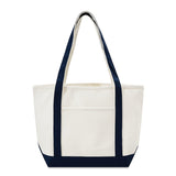 Large Cotton Canvas Yacht Club Tote Bag (20.5'' W X 13'' H) 24 Oz-Tote Bag-Brand Your Tote-Natural-Navy Blue-Brand Your Tote