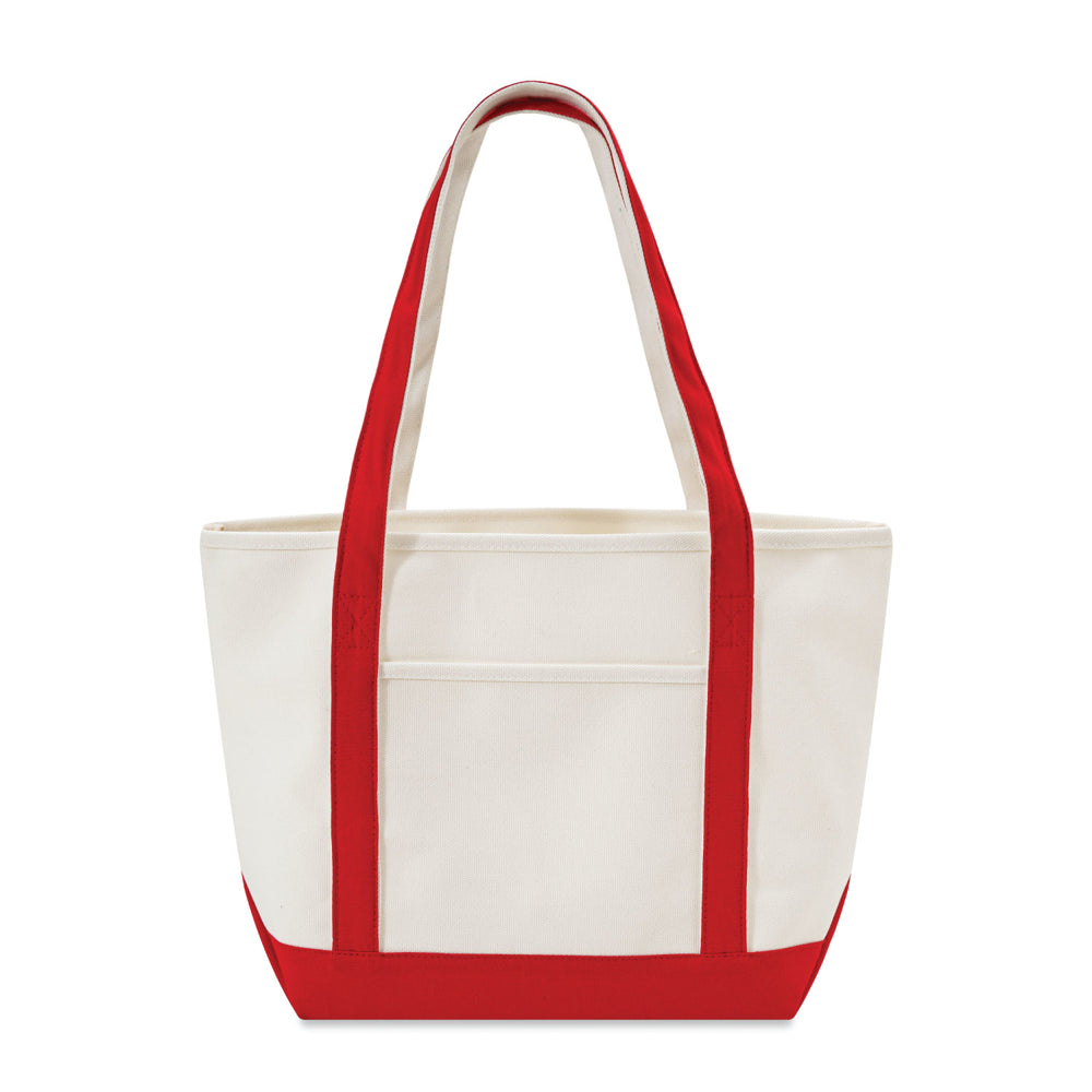 Large Cotton Canvas Yacht Club Tote Bag (20.5'' W X 13'' H) 24 Oz-Tote Bag-Brand Your Tote-Natural-Red-Brand Your Tote
