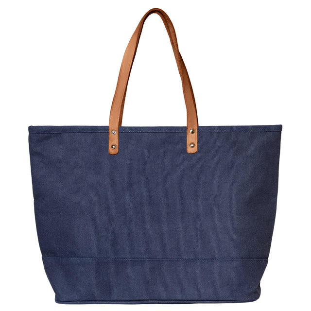 Large Cotton Next Level Dobby Tote Bag (19.6'' W X 13'' H) 18 Oz-Tote Bag-Brand Your Tote-Navy Blue-Brand Your Tote