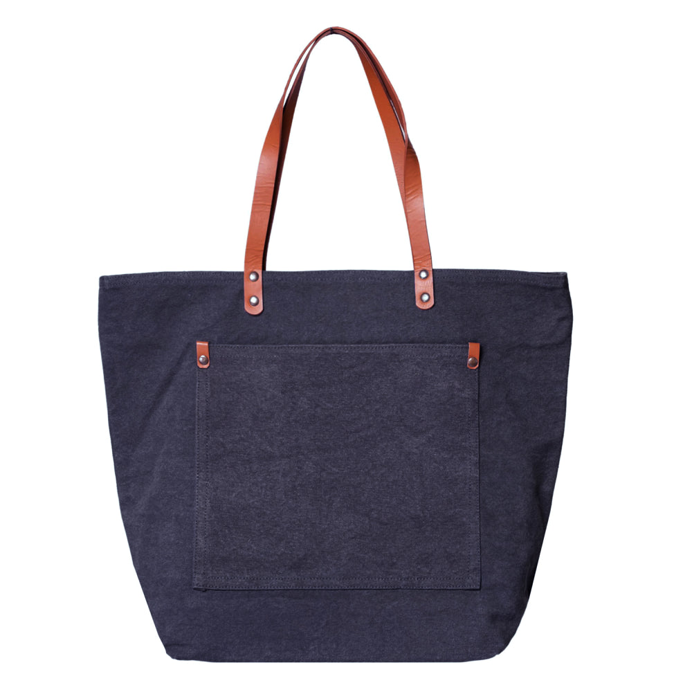 Large Dobby Cotton The Sands Tote Bag (17.32'' W X 13.77'' H) 14 Oz-Tote Bag-Brand Your Tote-Navy Blue-Brand Your Tote