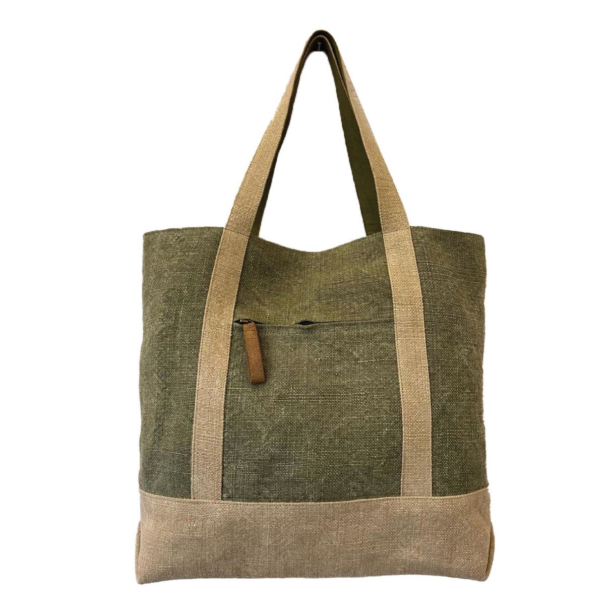 Large Jute Kilim Kilim Premium Tote Bag (17.5'' W X 14.5'' H) 18 Oz-Tote Bag-Brand Your Tote-Green-Natural-Brand Your Tote
