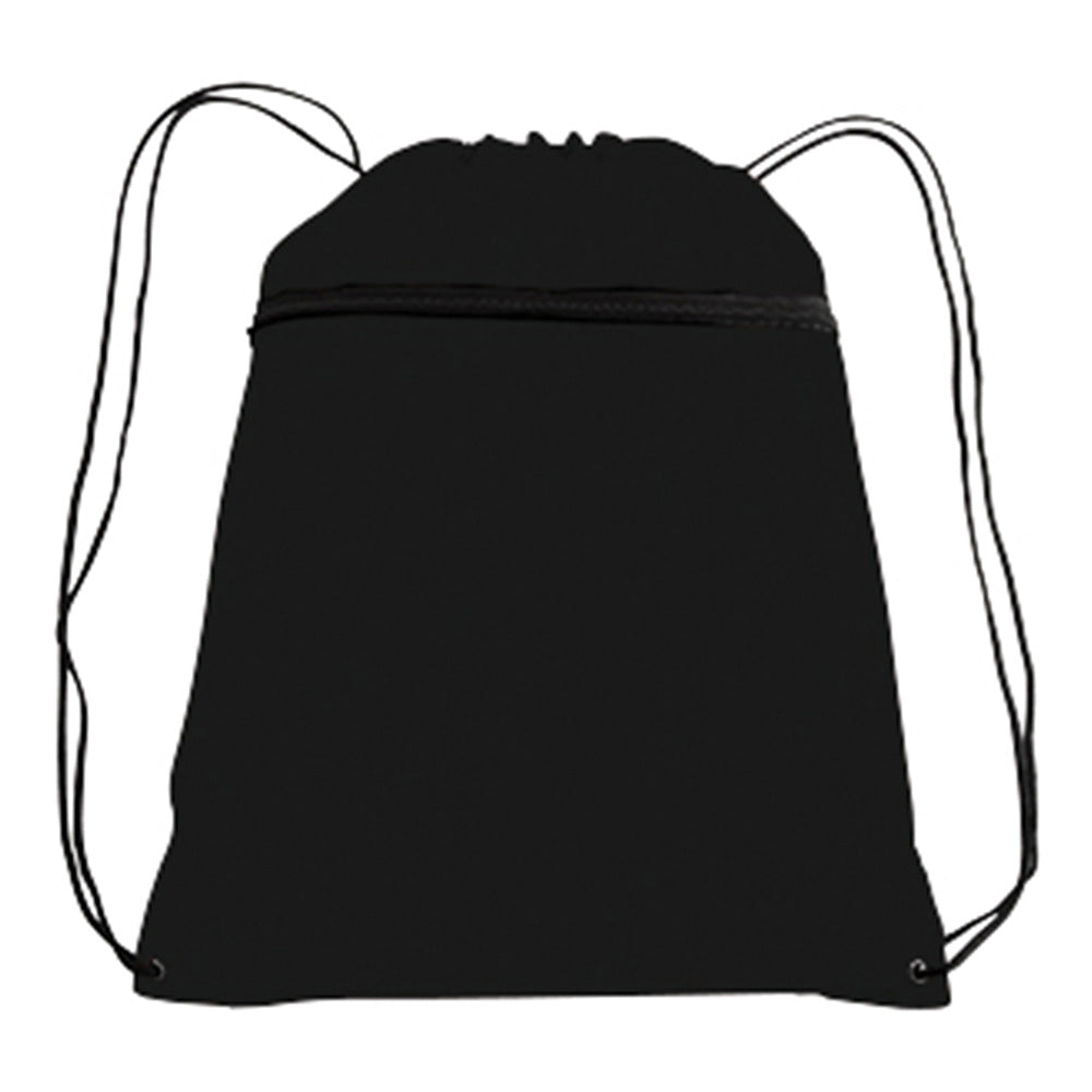 Large Polyester Drawstring Backpack (14'' W X 19'' H) 210D-Backpack-Brand Your Tote-Black-Brand Your Tote