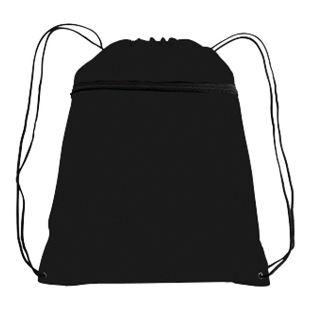 Large Polyester Drawstring Backpack (14'' W X 19'' H) 210D-Backpack-Brand Your Tote-Black-Brand Your Tote