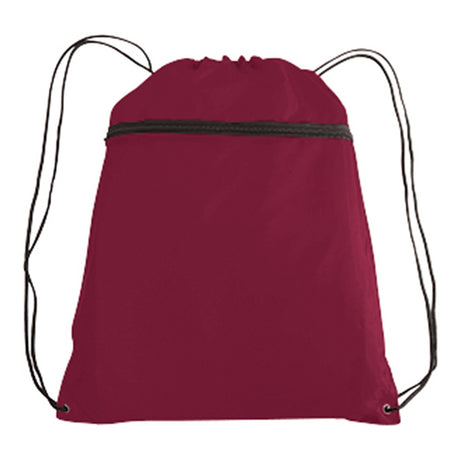 Large Polyester Drawstring Backpack (14'' W X 19'' H) 210D-Backpack-Brand Your Tote-Burgundy-Brand Your Tote