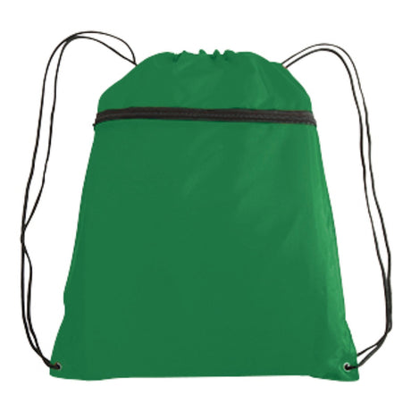 Large Polyester Drawstring Backpack (14'' W X 19'' H) 210D-Backpack-Brand Your Tote-Green-Brand Your Tote