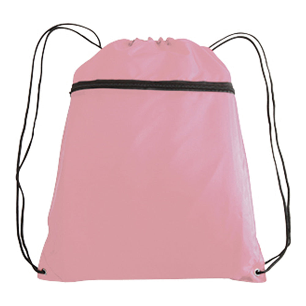 Large Polyester Drawstring Backpack (14'' W X 19'' H) 210D-Backpack-Brand Your Tote-Pink-Brand Your Tote