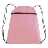 Large Polyester Drawstring Backpack (14'' W X 19'' H) 210D-Backpack-Brand Your Tote-Pink-Brand Your Tote