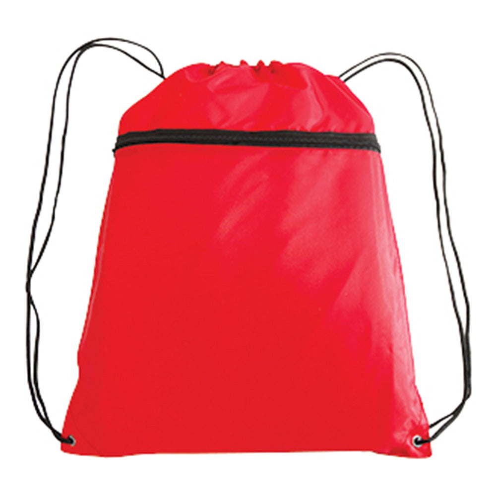 Large Polyester Drawstring Backpack (14'' W X 19'' H) 210D-Backpack-Brand Your Tote-Red-Brand Your Tote