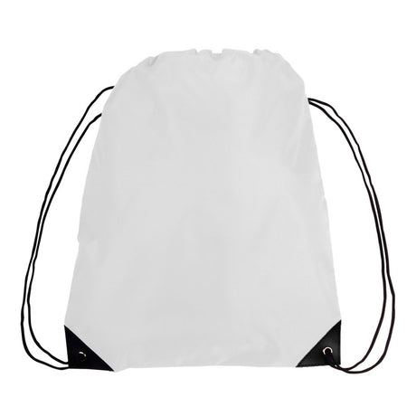 Large Polyester Economical Sports Bag (14'' W X 18'' H) 210D-Bag-Brand Your Tote-White-Brand Your Tote