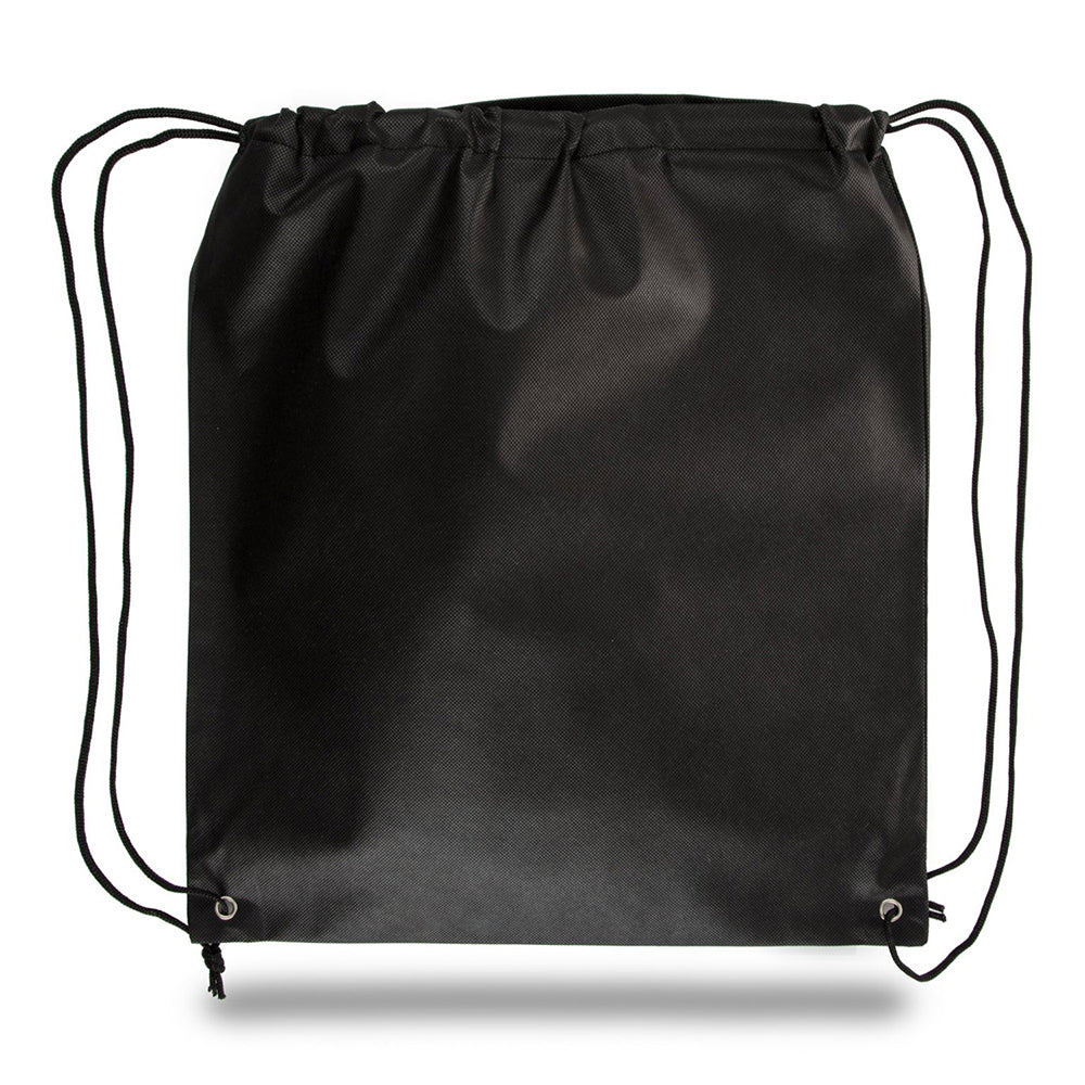 Large Polypropylene Drawstring Backpack (16'' W X 18'' H) 80 Gsm-Backpack-Brand Your Tote-Black-Brand Your Tote