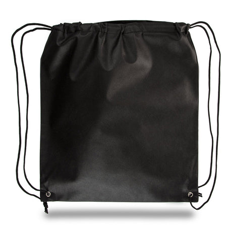 Large Polypropylene Drawstring Backpack (16'' W X 18'' H) 80 Gsm-Backpack-Brand Your Tote-Black-Brand Your Tote