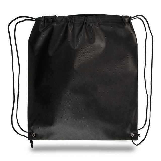 Large Polypropylene Drawstring Backpack (16'' W X 18'' H) 80 Gsm-Backpack-Brand Your Tote-Black-Brand Your Tote