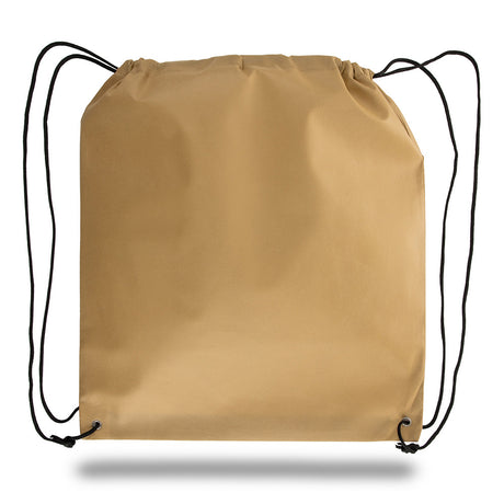 Large Polypropylene Drawstring Backpack (16'' W X 18'' H) 80 Gsm-Backpack-Brand Your Tote-Tan-Brand Your Tote