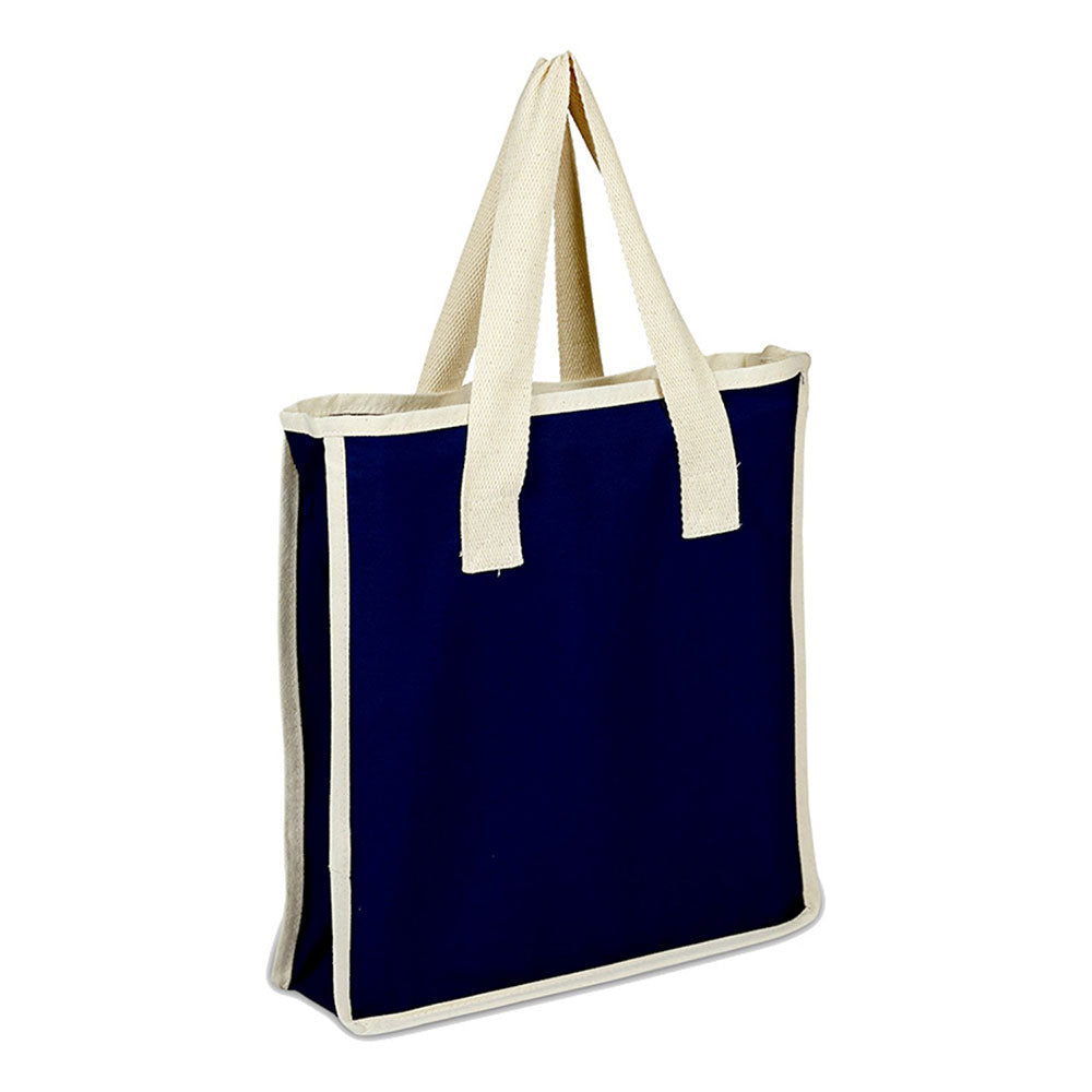 Medium Cotton Canvas Bag (14'' W X 15'' H) 12 Oz-Bag-Brand Your Tote-Navy Blue-Natural-Brand Your Tote
