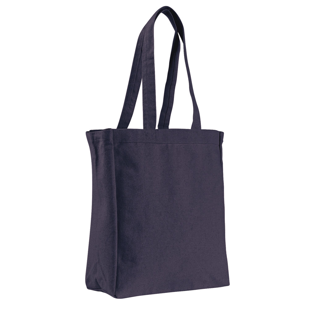 Medium Cotton Canvas Book Tote Bag (11'' W X 14'' H) 12 Oz-Tote Bag-Brand Your Tote-Navy Blue-Brand Your Tote