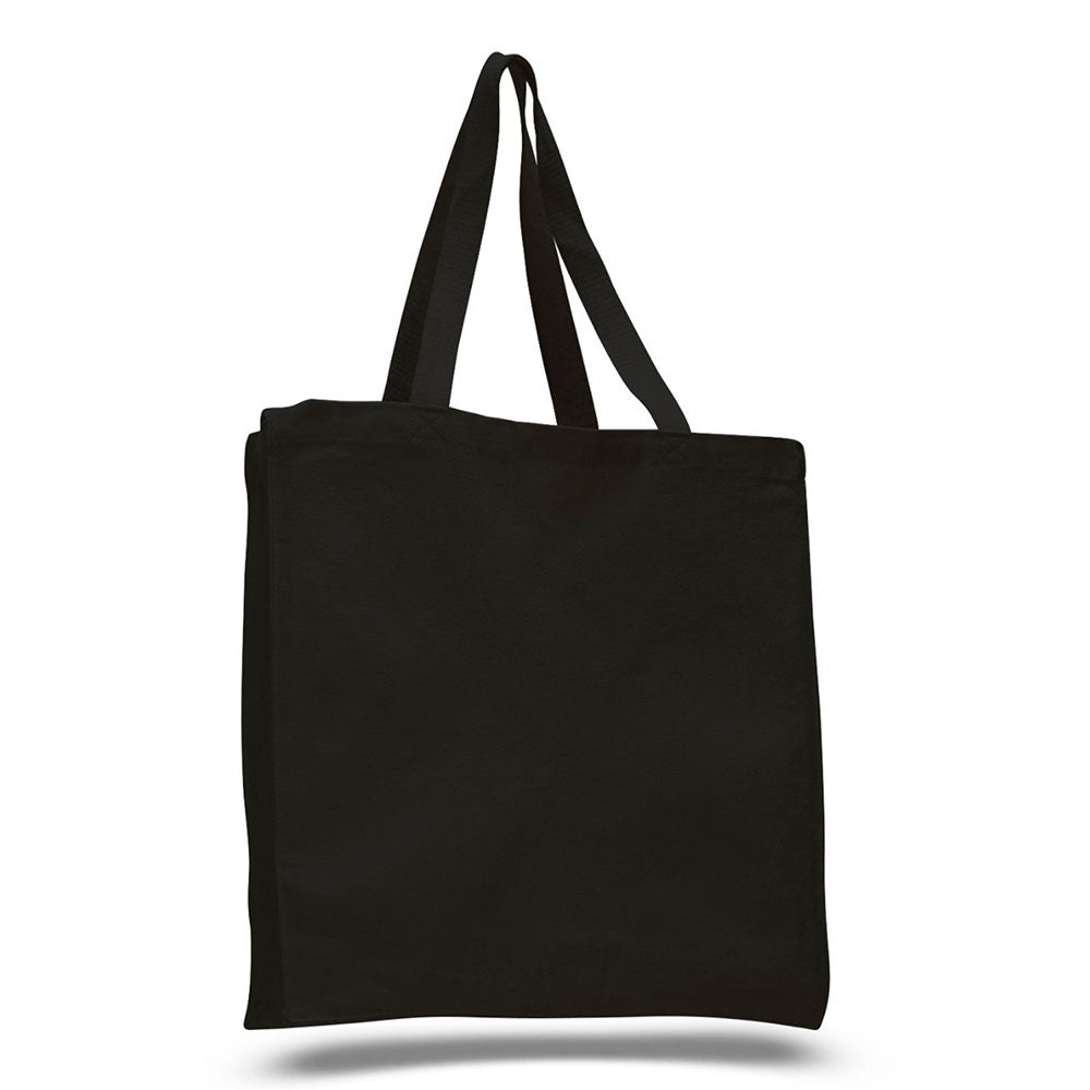 Medium Cotton Canvas Book Tote Bag (14'' W X 15'' H) 12 Oz-Tote Bag-Brand Your Tote-Black-Brand Your Tote