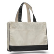Medium Cotton Canvas Classy Tote Bag (17'' W X 13'' H) 12 Oz-Tote Bag-Brand Your Tote-Natural-Black-Brand Your Tote