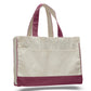 Medium Cotton Canvas Classy Tote Bag (17'' W X 13'' H) 12 Oz-Tote Bag-Brand Your Tote-Natural-Maroon-Brand Your Tote