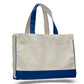 Medium Cotton Canvas Classy Tote Bag (17'' W X 13'' H) 12 Oz-Tote Bag-Brand Your Tote-Natural-Royal Blue-Brand Your Tote