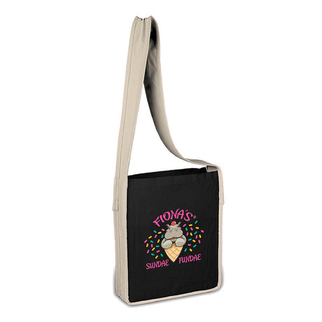 Medium Cotton Canvas Color Canvas Sling Bag (12'' W X 15'' H) 12 Oz-Bag-Brand Your Tote-Black-Natural-Brand Your Tote