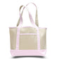 Medium Cotton Canvas Deluxe Shopping Tote Bag (18.5'' W X 12'' H) 12 Oz-Tote Bag-Brand Your Tote-Natural-Light Pink-Brand Your Tote