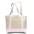 Medium Cotton Canvas Deluxe Shopping Tote Bag (18.5'' W X 12'' H) 12 Oz-Tote Bag-Brand Your Tote-Natural-Light Pink-Brand Your Tote