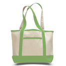 Medium Cotton Canvas Deluxe Shopping Tote Bag (18.5'' W X 12'' H) 12 Oz-Tote Bag-Brand Your Tote-Natural-Lime Green-Brand Your Tote