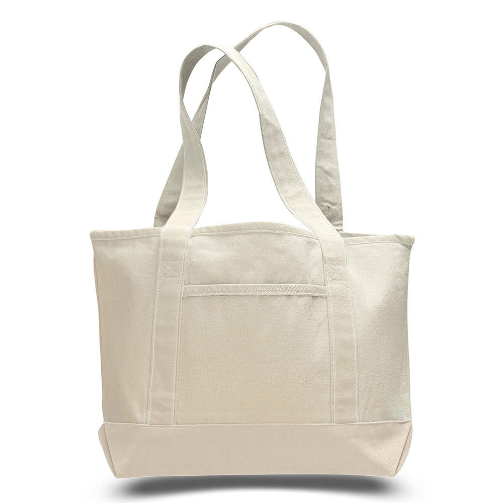 Medium Cotton Canvas Deluxe Shopping Tote Bag (18.5'' W X 12'' H) 12 Oz-Tote Bag-Brand Your Tote-Natural-Natural-Brand Your Tote