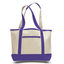 Medium Cotton Canvas Deluxe Shopping Tote Bag (18.5'' W X 12'' H) 12 Oz-Tote Bag-Brand Your Tote-Natural-Purple-Brand Your Tote