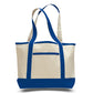Medium Cotton Canvas Deluxe Shopping Tote Bag (18.5'' W X 12'' H) 12 Oz-Tote Bag-Brand Your Tote-Natural-Royal Blue-Brand Your Tote