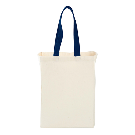 Medium Cotton Canvas Grocery Bag (10'' W X 14'' H) 7 Oz-Bag-Brand Your Tote-Natural-Navy Blue-Brand Your Tote